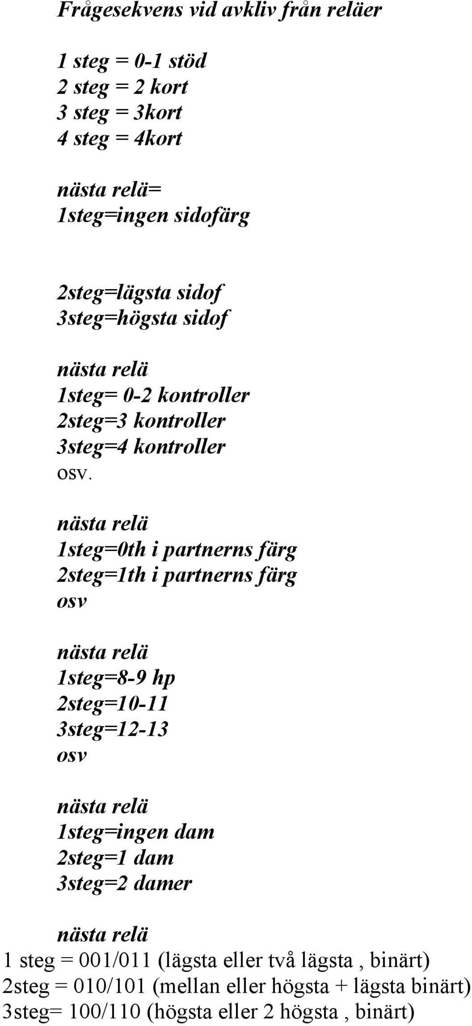 nästa relä 1steg=0th i partnerns färg 2steg=1th i partnerns färg osv nästa relä 1steg=8-9 hp 2steg=10-11 3steg=12-13 osv nästa relä 1steg=ingen