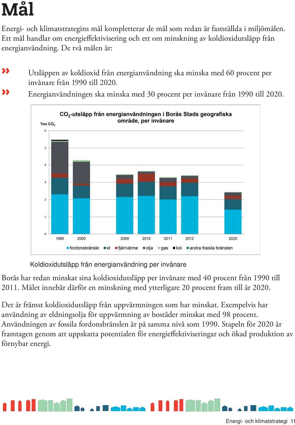 » Energianvändningen ska minska med 30 procent per invånare från 1990 till 2020.