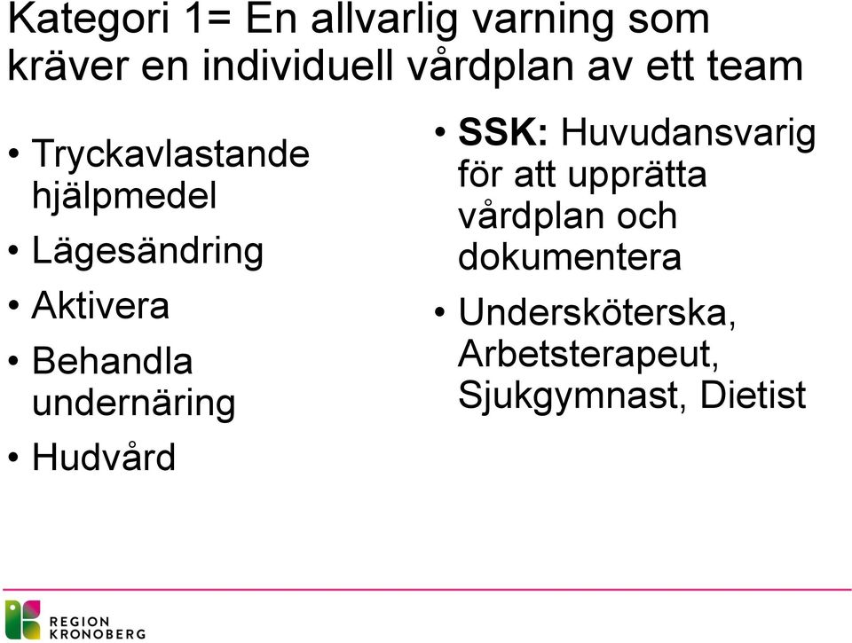 Behandla undernäring Hudvård SSK: Huvudansvarig för att upprätta