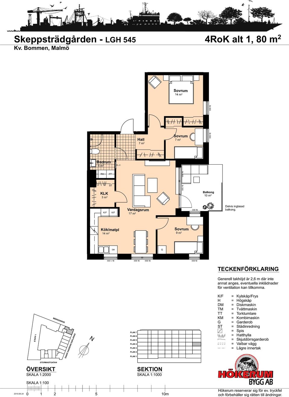 Kök/matpl 14 m 2 9 m 2 BTA BTA960 m 2 Br 1 200 TECKEFÖRKLARI enerell takhöjd är 2,6 m där