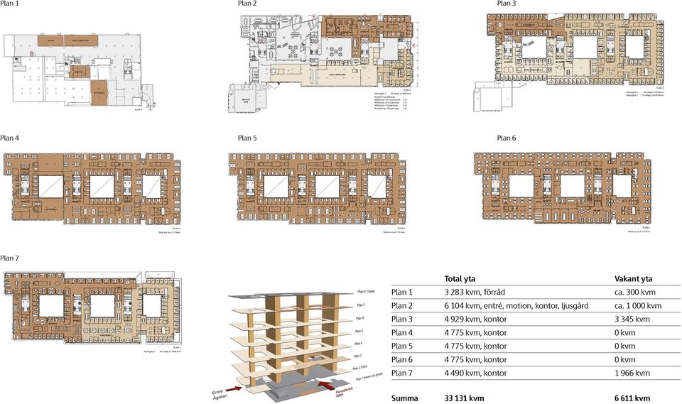 bastu PLAN 3 PLAN 2 VATTENFALL PLAN 1 INFART Plan 4 Hyresgäst 1 Hyresgäst 2 Hyresgäst 1 50 arbpl, ca 498 kvm Konferensavdelning: Mötesrum 14-16 personer 5 st Mötesrum 8-10 personer 3 st Mötesrum 4-6