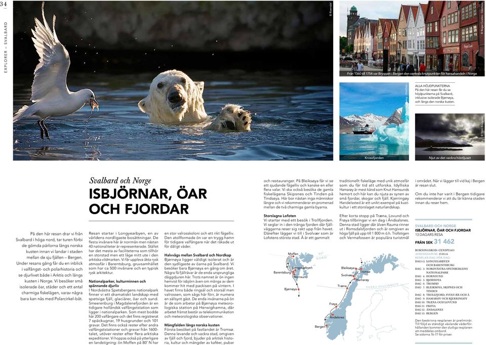 Yann Bougaran Krossfjorden Njut av det vackra höstljuset På den här resan drar vi från Svalbard i höga nord, tar turen förbi de gömda pärlorna längs norska kusten innan vi landar i staden mellan de