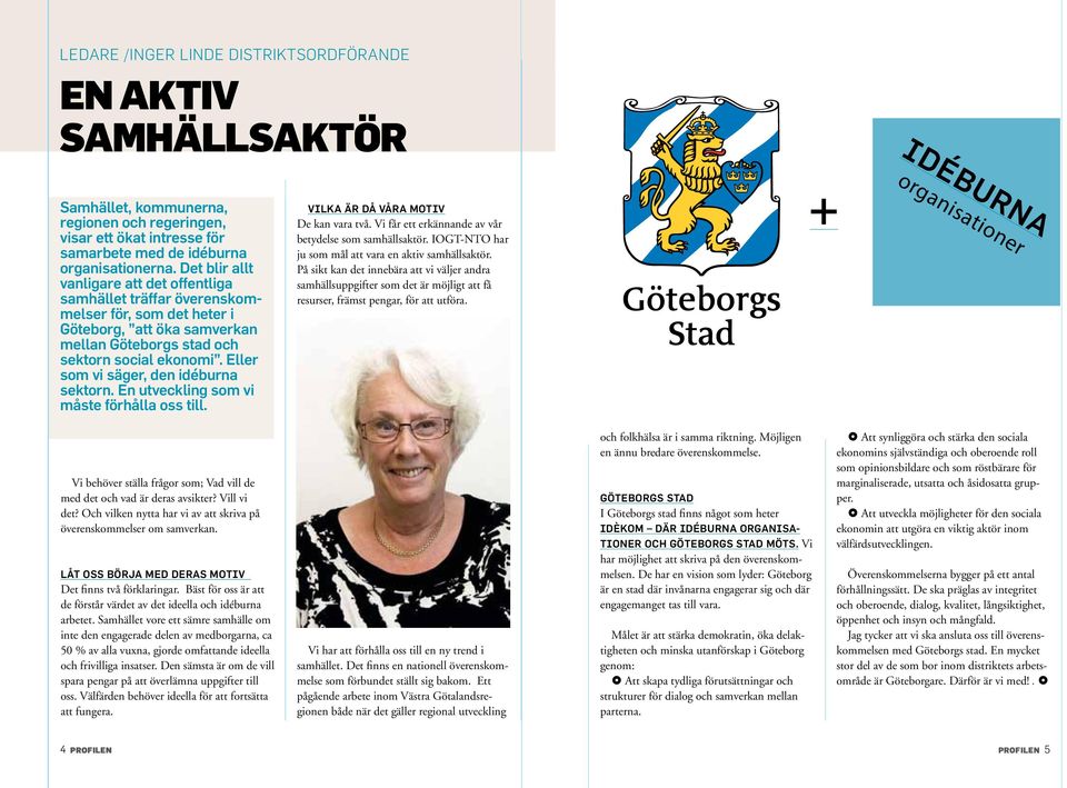 Eller som vi säger, den idéburna sektorn. En utveckling som vi måste förhålla oss till. Vilka är då våra motiv De kan vara två. Vi får ett erkännande av vår betydelse som samhällsaktör.