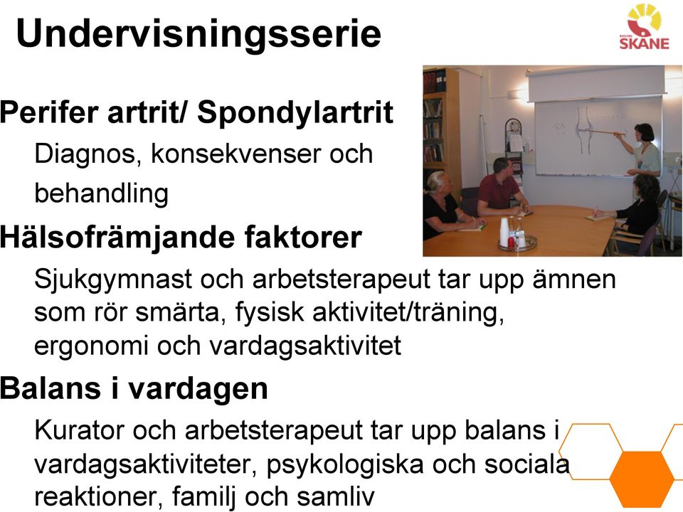 fysisk aktivitet/träning, ergonomi och vardagsaktivitet Balans i vardagen Kurator och