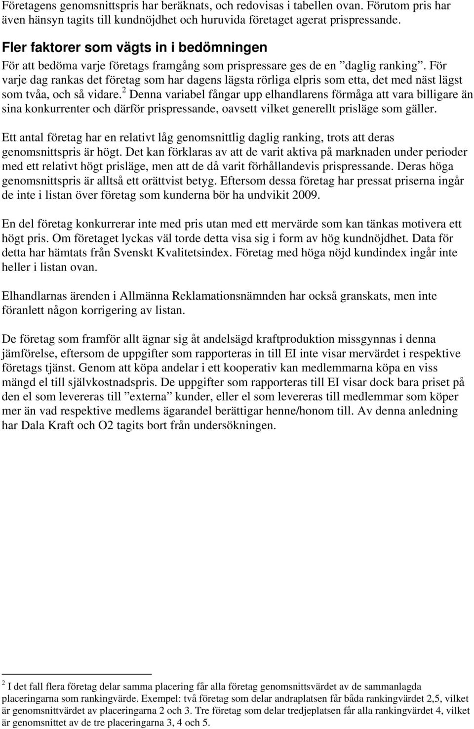 För varje dag rankas det företag som har dagens lägsta rörliga elpris som etta, det med näst lägst som tvåa, och så vidare.