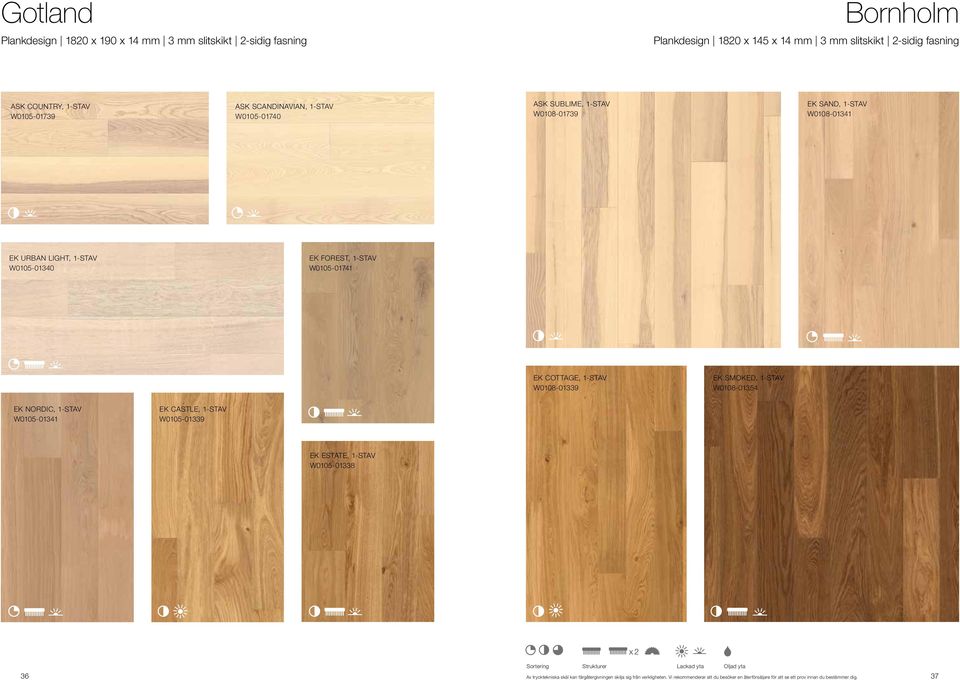 1-STAV W0108-01339 EK SMOKED, 1-STAV W0108-01354 EK NORDIC, 1-STAV W0105-01341 EK CASTLE, 1-STAV W0105-01339 EK ESTATE, 1-STAV W0105-01338 Sortering Strukturer Lackad yta