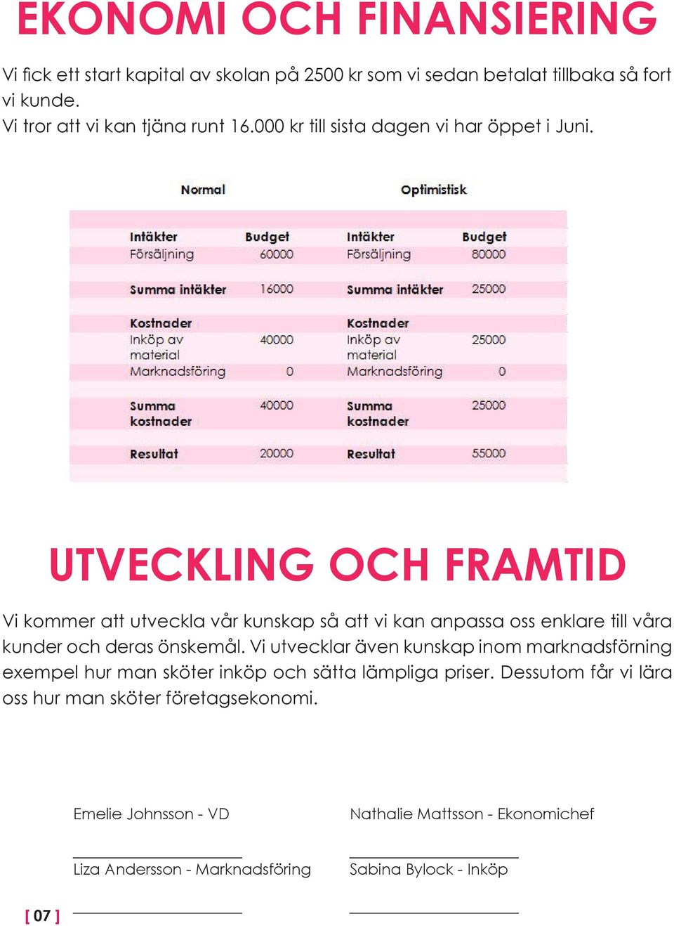 UTVECKLING OCH FRAMTID Vi kommer att utveckla vår kunskap så att vi kan anpassa oss enklare till våra kunder och deras önskemål.