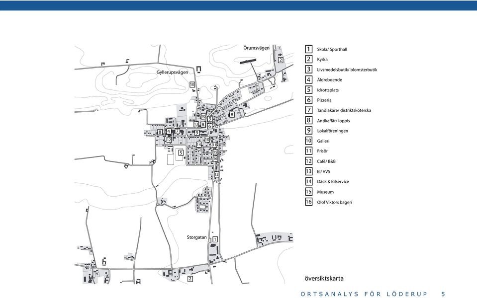 Antikaffär/ loppis 9 Lokalföreningen 12 5 14 10 11 15 16 10 Galleri 11 Frisör 12 Café/ B&B 12 13 14