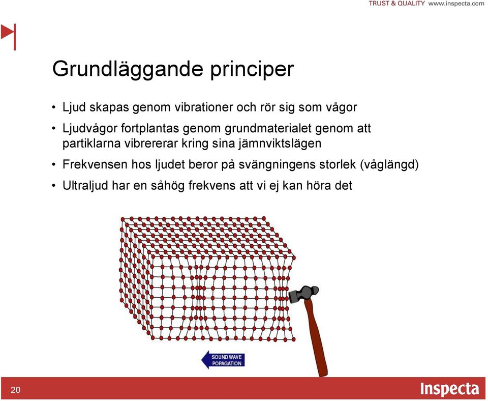 vibrererar kring sina jämnviktslägen Frekvensen hos ljudet beror på