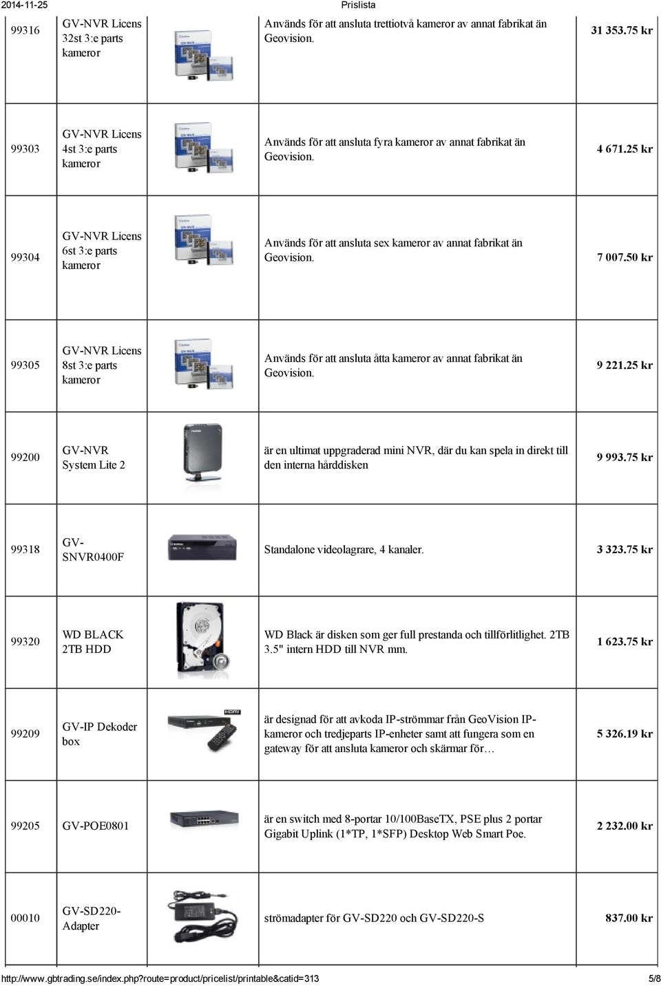 25 kr 99200 GV NVR System Lite 2 är en ultimat uppgraderad mini NVR, där du kan spela in direkt till den interna hårddisken 9 993.75 kr 99318 GV SNVR0400F Standalone videolagrare, 4 kanaler. 3 323.