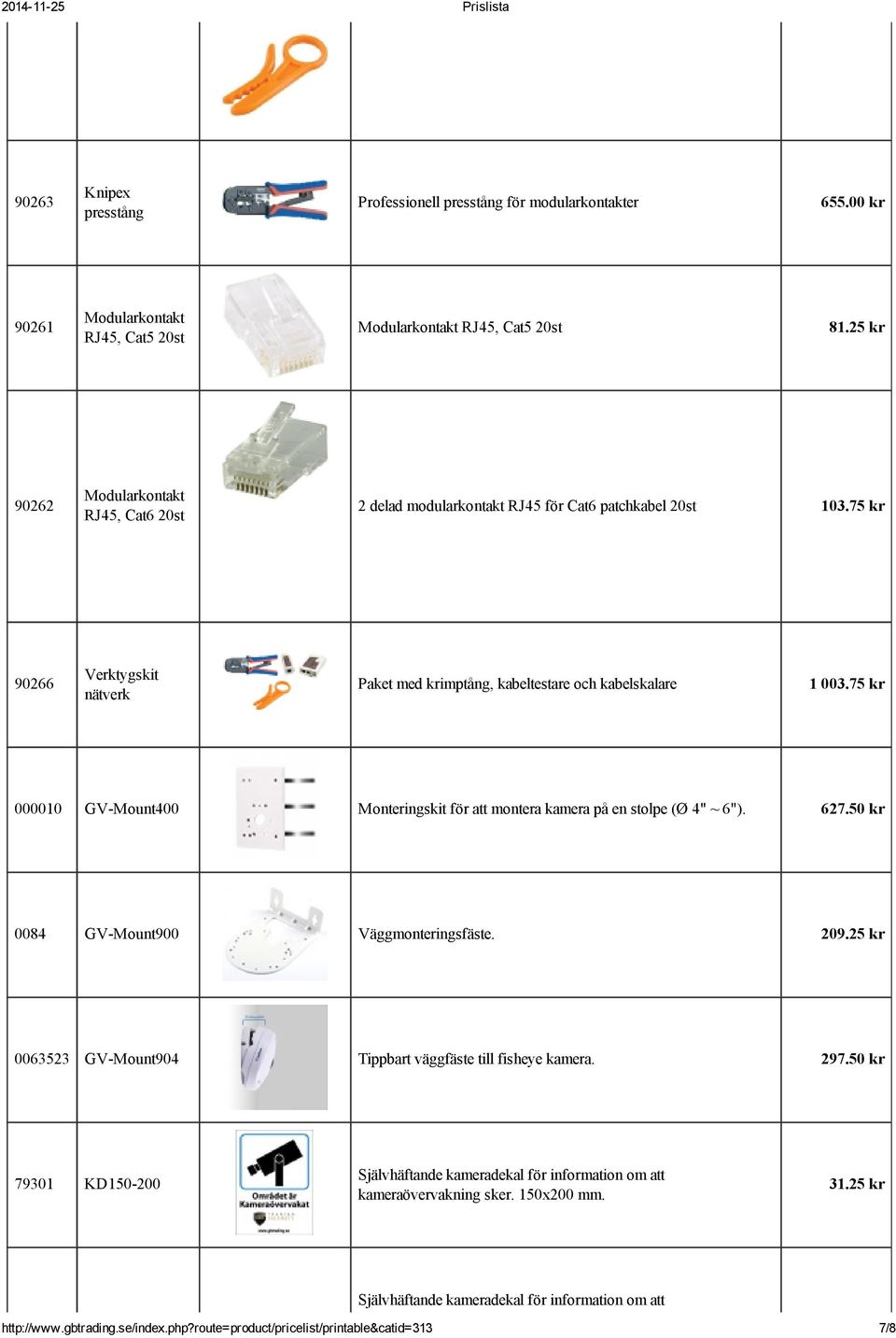 75 kr 000010 GV Mount400 Monteringskit för att montera kamera på en stolpe (Ø 4" ~ 6"). 627.50 kr 0084 GV Mount900 Väggmonteringsfäste. 209.