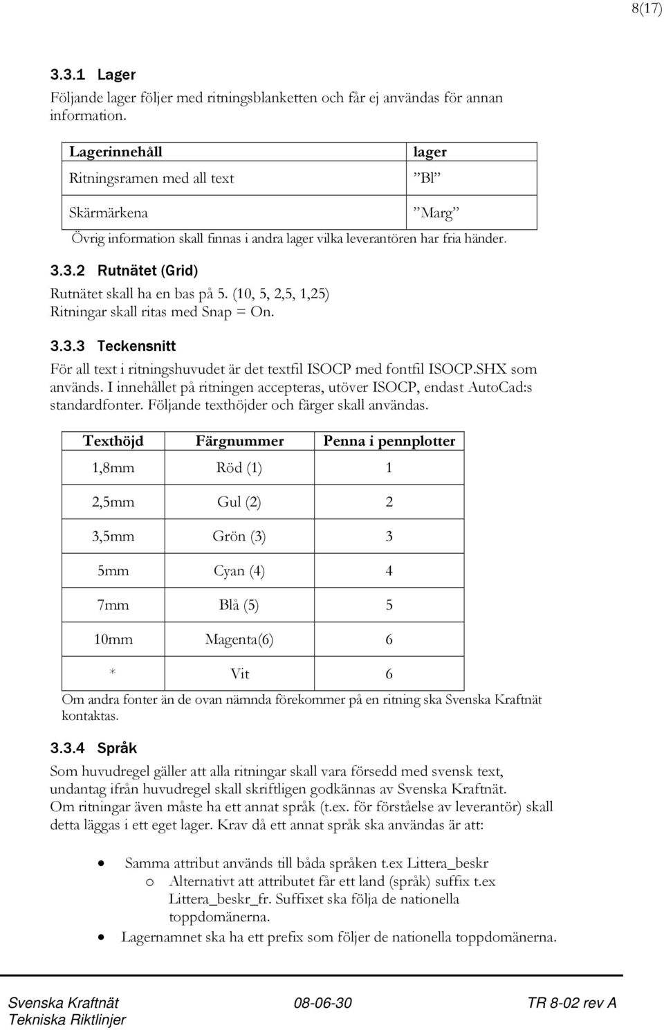 (10, 5, 2,5, 1,25) Ritningar skall ritas med Snap = On. 3.3.3 Teckensnitt För all text i ritningshuvudet är det textfil ISOCP med fontfil ISOCP.SHX som används.