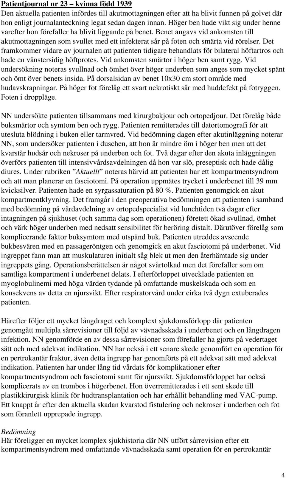 Benet angavs vid ankomsten till akutmottagningen som svullet med ett infekterat sår på foten och smärta vid rörelser.