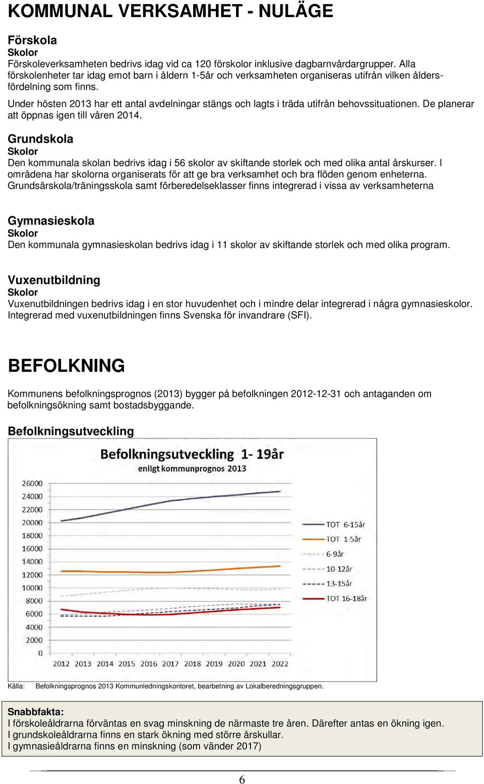 Under hösten 2013 har ett antal avdelningar stängs och lagts i träda utifrån behovssituationen. De planerar att öppnas igen till våren 2014.