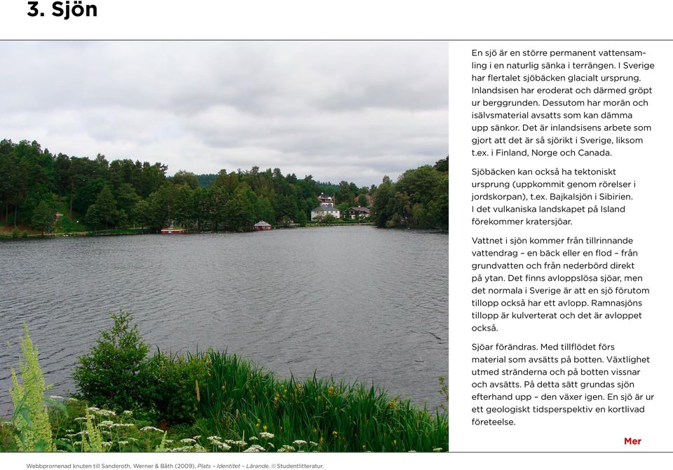 Sjöbäcken kan också ha tektoniskt ursprung (uppkommit genom rörelser i jordskorpan), t.ex. Bajkalsjön i Sibirien. I det vulkaniska landskapet på Island förekommer kratersjöar.