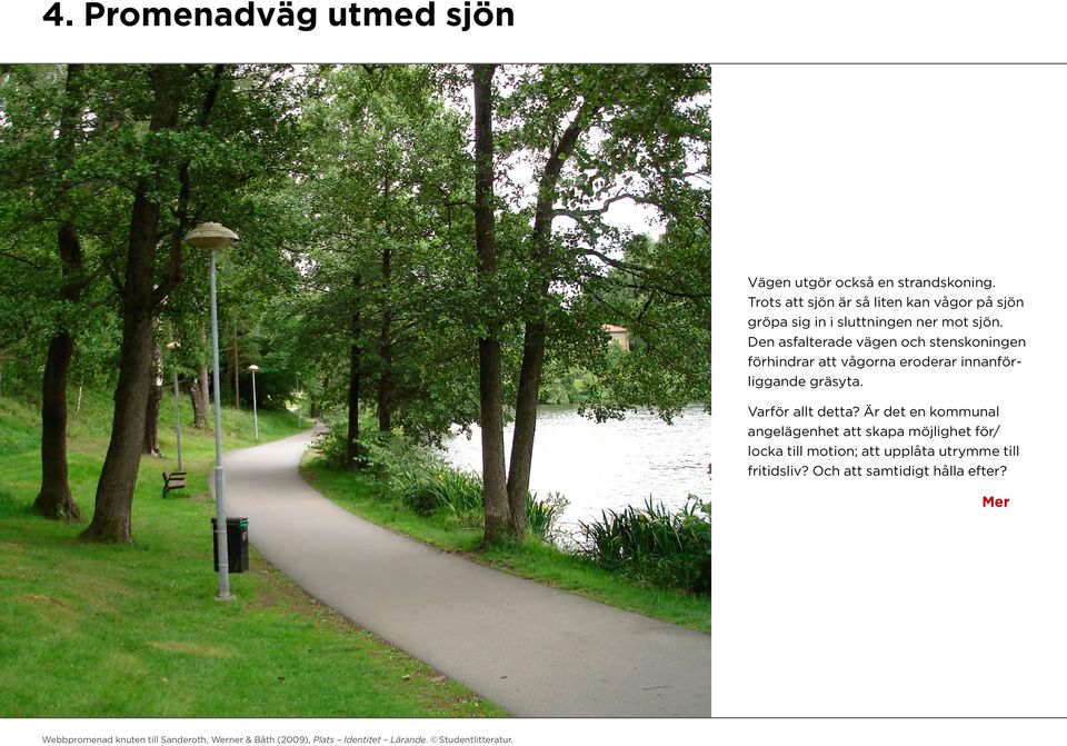 Den asfalterade vägen och stenskoningen förhindrar att vågorna eroderar innanförliggande gräsyta.