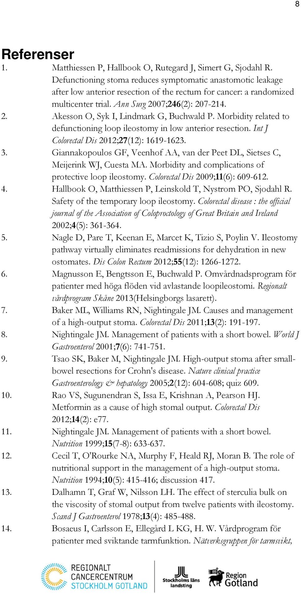 Morbidity related to defunctioning loop ileostomy in low anterior resection. Int J Colorectal Dis 2012;27(12): 1619-1623. 3.