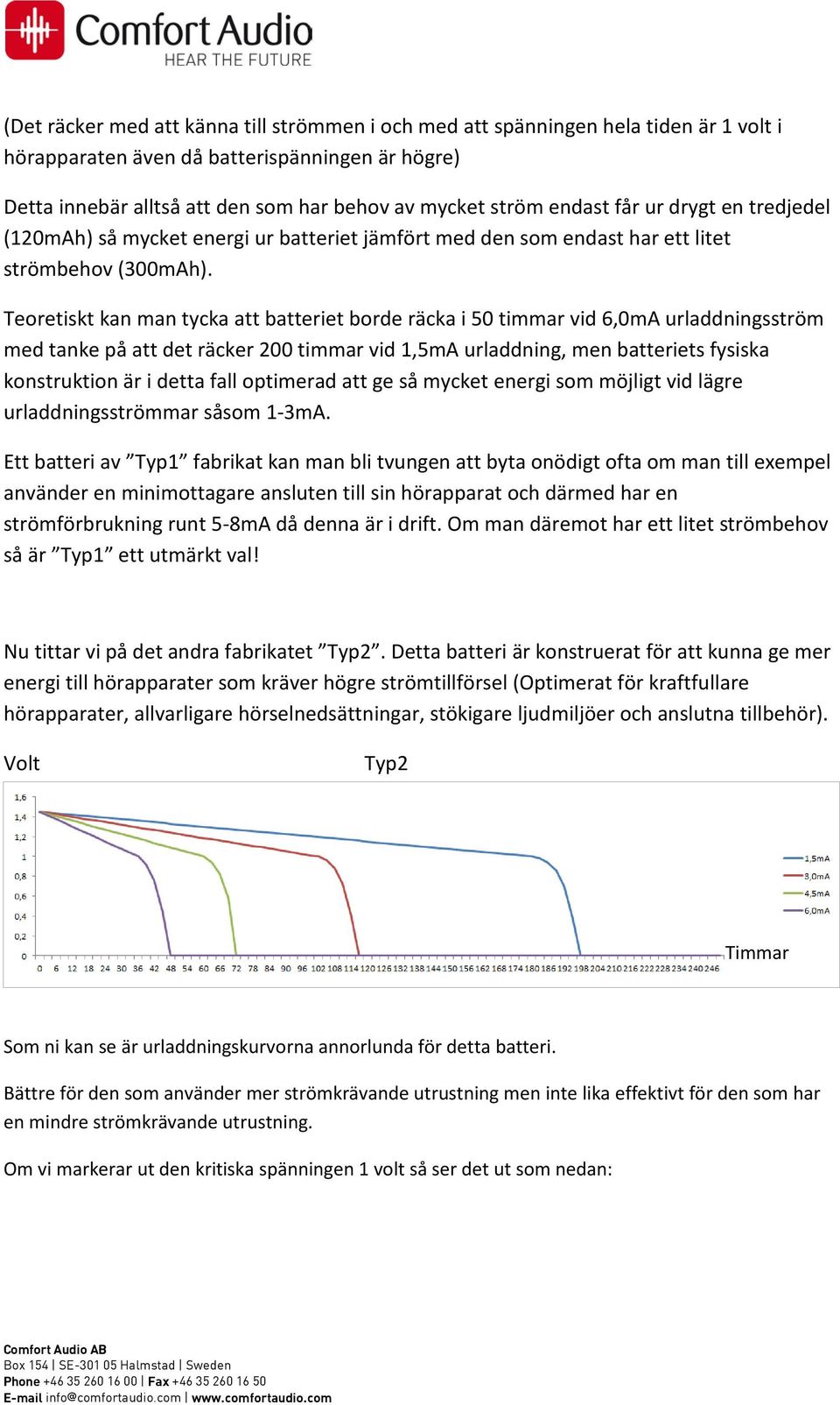 Teoretiskt kan man tycka att batteriet borde räcka i 50 timmar vid 6,0mA urladdningsström med tanke på att det räcker 200 timmar vid 1,5mA urladdning, men batteriets fysiska konstruktion är i detta