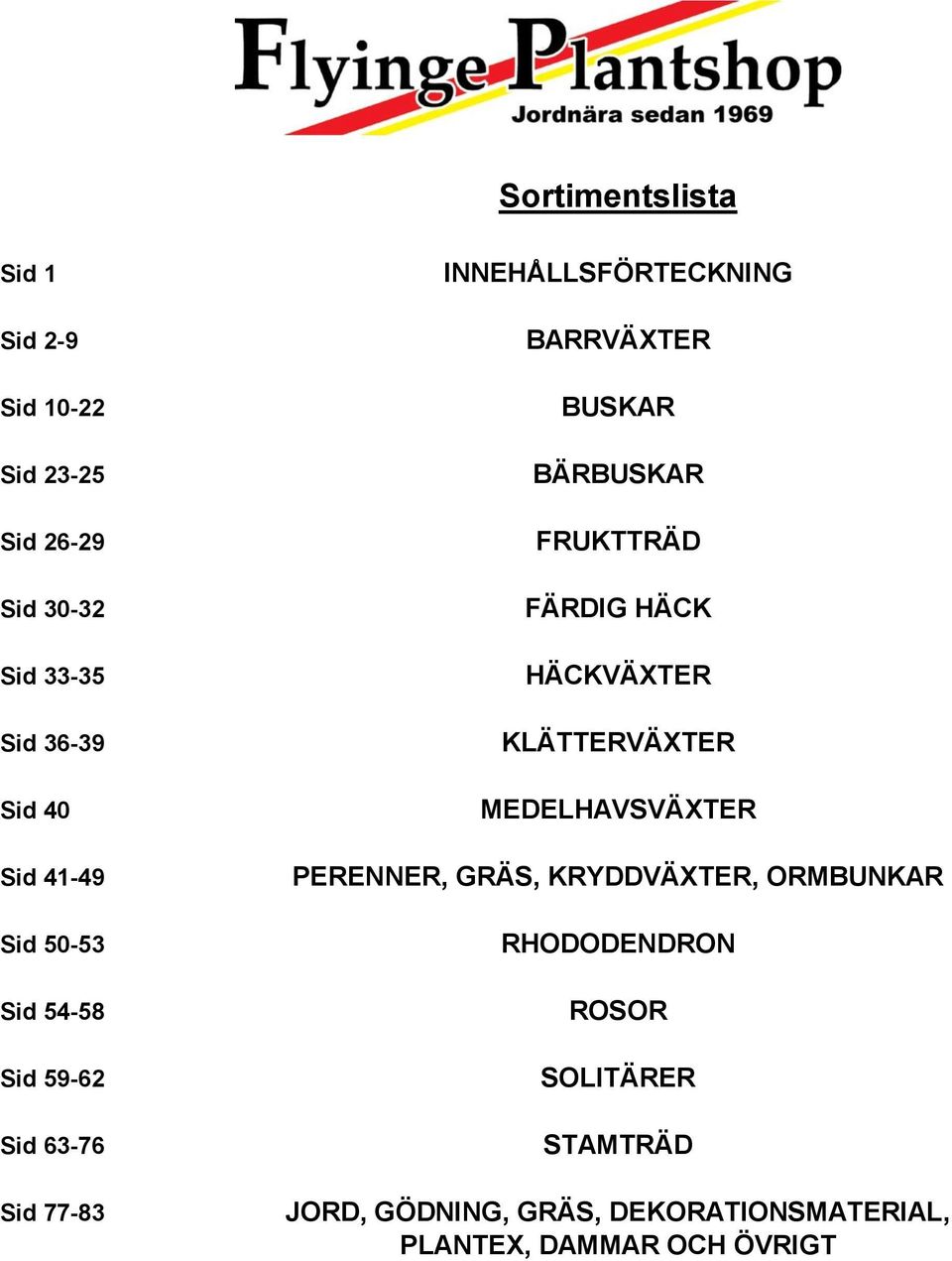 BÄRBUSKAR FRUKTTRÄD FÄRDIG HÄCK HÄCKVÄXTER KLÄTTERVÄXTER MEDELHAVSVÄXTER PERENNER, GRÄS, KRYDDVÄXTER,