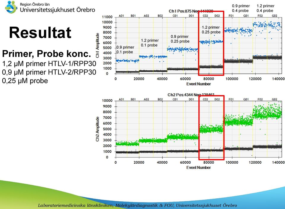 1,2 µm primer HTLV-1/RPP30 0,9 µm primer HTLV-2/RPP30