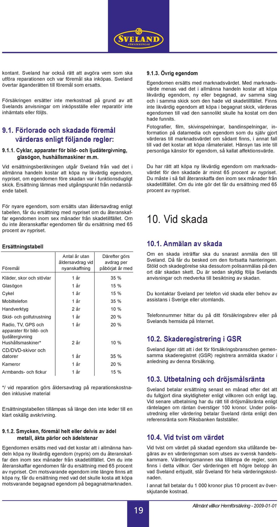 Förlorade och skadade föremå