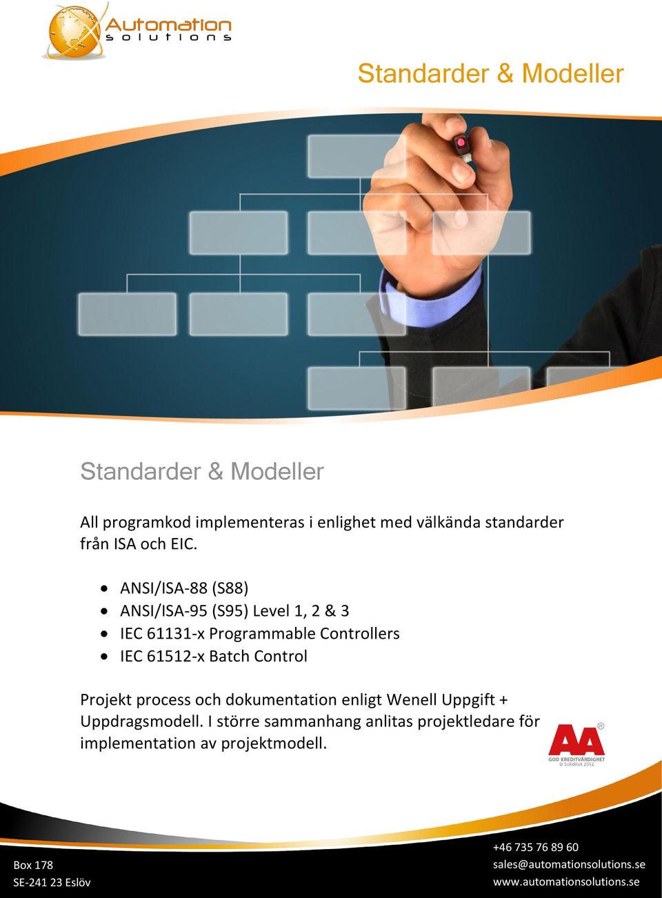 ANSI/ISA-88 (S88) ANSI/ISA-95 (S95) Level 1, 2 & 3 IEC 61131-x Programmable Controllers IEC