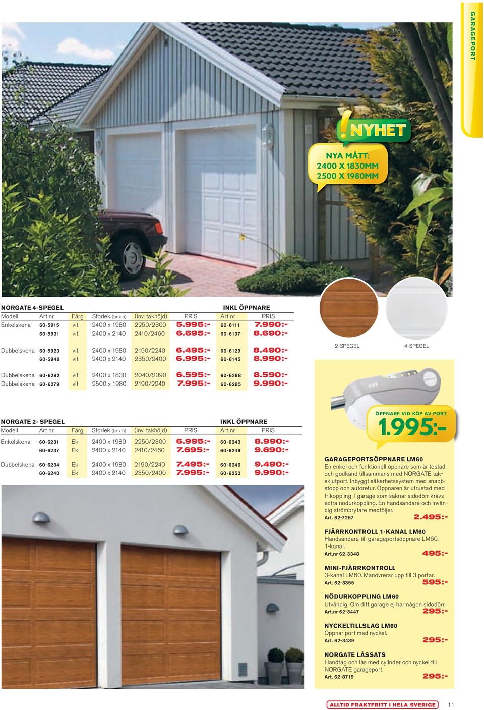 995:- 60-6145 8.990:- 2-SPEgEL 4-SPEgEL Dubbelskena 60-6282 vit 2400 x 1830 2040/2090 6.595:- 60-6288 8.590:- Dubbelskena 60-6279 vit 2500 x 1980 2190/2240 7.995: - 60-6285 9.