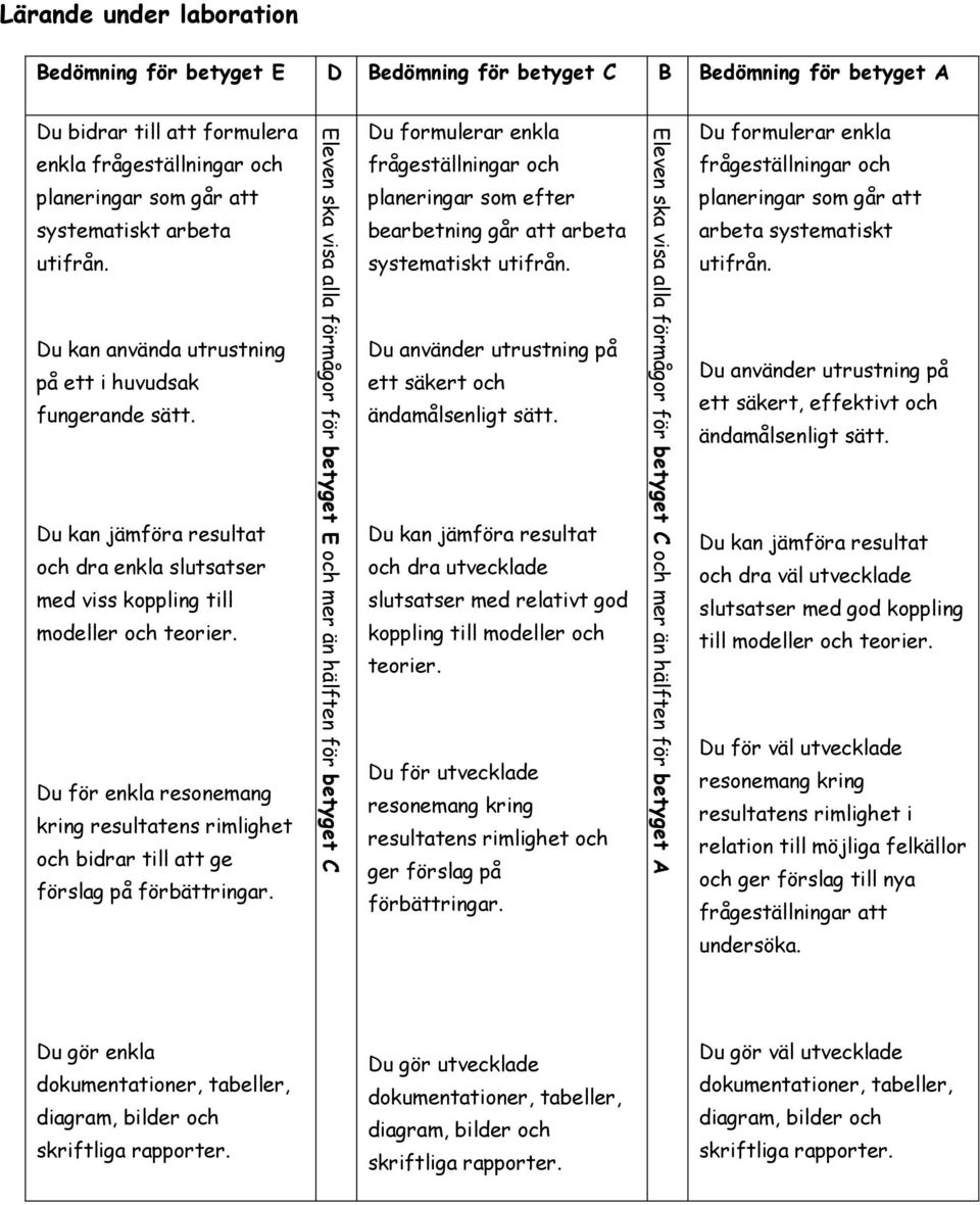 Du formulerar enkla frågeställningar och planeringar som efter bearbetning går att arbeta systematiskt utifrån.