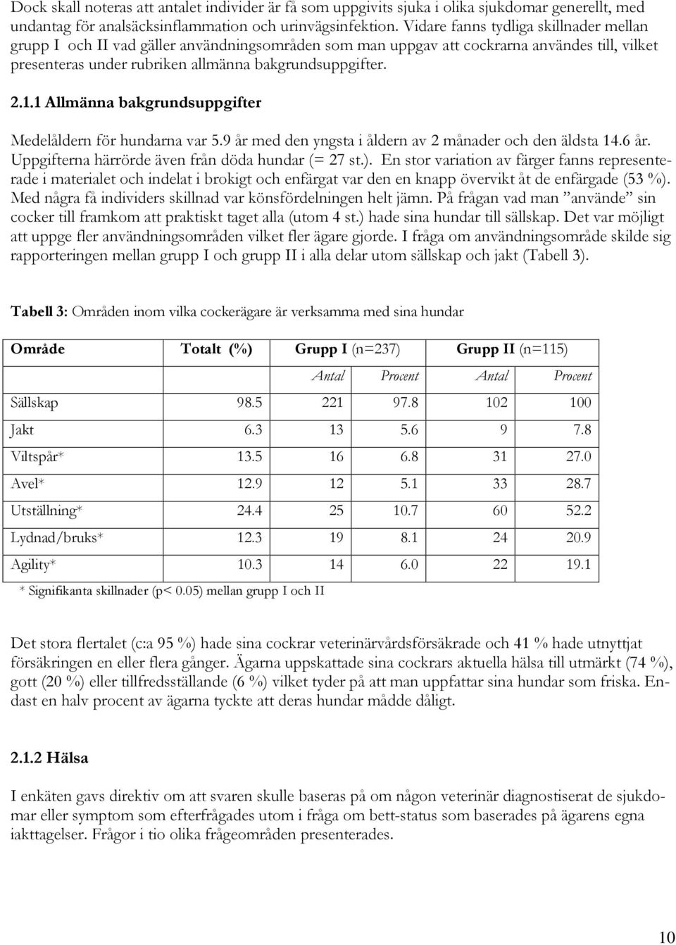1 Allmänna bakgrundsuppgifter Medelåldern för hundarna var 5.9 år med den yngsta i åldern av 2 månader och den äldsta 14.6 år. Uppgifterna härrörde även från döda hundar (= 27 st.).