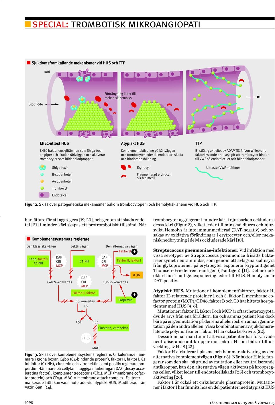 Bristfällig aktivitet av ADAMTS13 (von Willebrandfaktorklyvande proteas) gör att trombocyter binder till VWF på endotelceller och bildar blodproppar Shiga-toxin Erytrocyt B-subenheten Fragmenterad