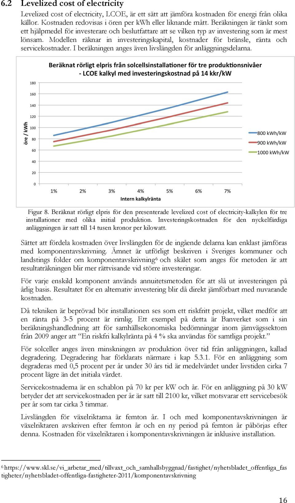 Modellen räknar in investeringskapital, kostnader för bränsle, ränta och servicekostnader. I beräkningen anges även livslängden för anläggningsdelarna. Figur 8.