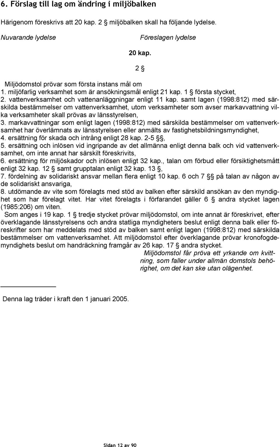 samt lagen (1998:812) med särskilda bestämmelser om vattenverksamhet, utom verksamheter som avser markavvattning vilka verksamheter skall prövas av länsstyrelsen, 3.
