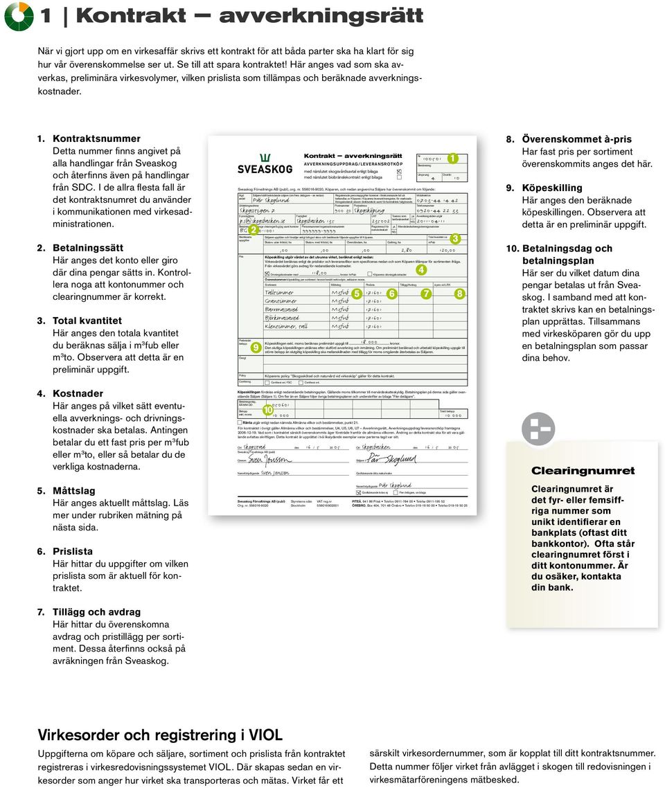 . Kontraktsnummer Detta nummer finns angivet på alla handlingar från Sveaskog och återfinns även på handlingar från SDC.