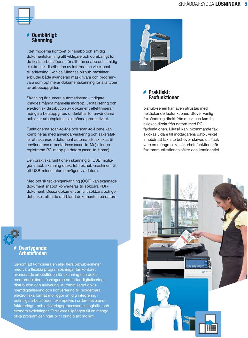 Konica Minoltas bizhub-maskiner erbjuder både avancerad maskinvara och programvara som optimerar dokumentskanning för alla typer av arbetsuppgifter.