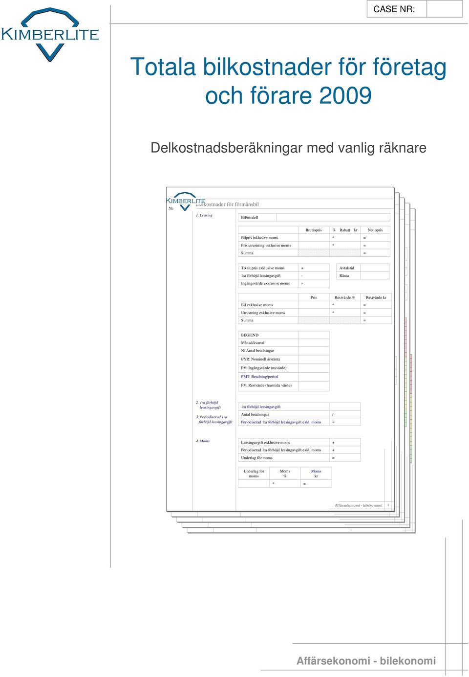 9. Försäkring Delkostnader och för förmånsbil och privatbil i tjänsten Försäkring år vägtrafikskatt 18.