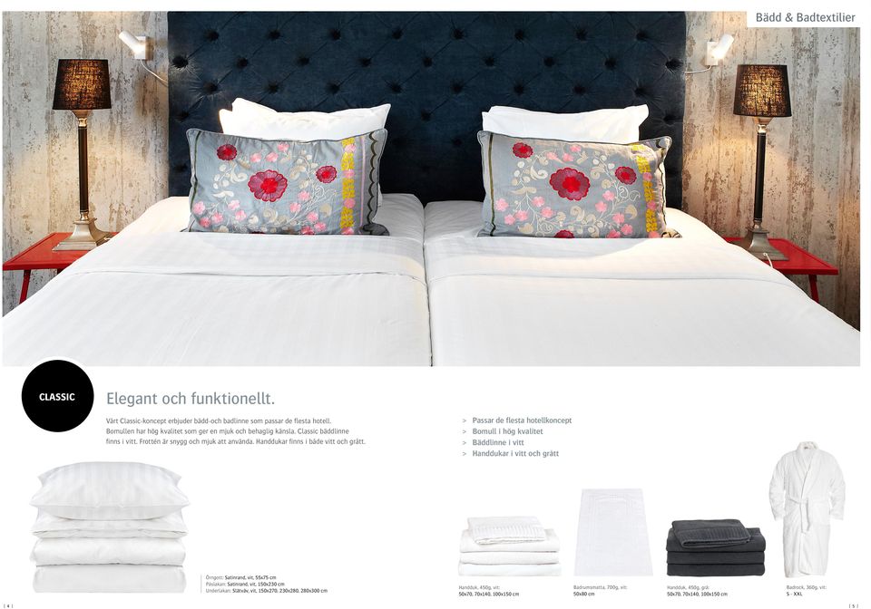 > Passar de flesta hotellkoncept > Bomull i hög kvalitet > Bäddlinne i vitt > Handdukar i vitt och grått Örngott: Satinrand, vit, 55x75 cm Påslakan: Satinrand, vit, 150x230