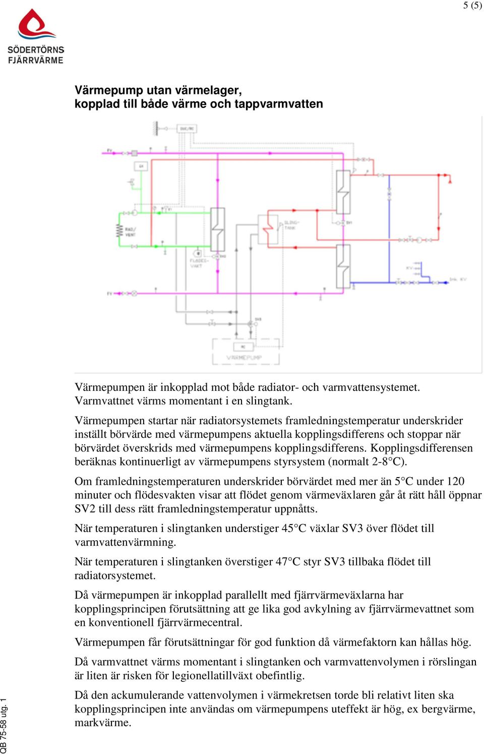 Kopplingsdifferensen beräknas kontinuerligt av värmepumpens styrsystem (normalt 2-8 C).