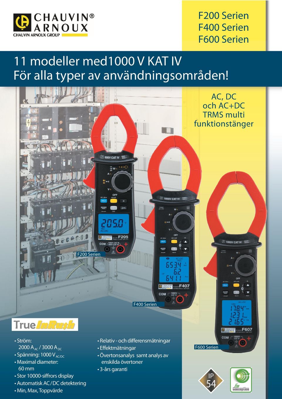 AC, DC och AC+DC TRMS multi funktionstänger F200 Serien F400