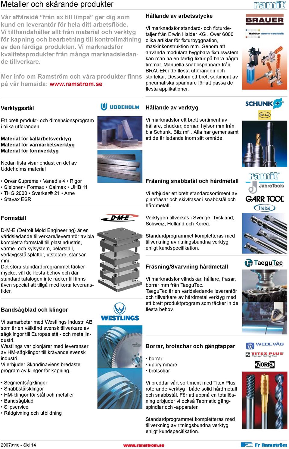 Mer info om Ramström och våra produkter finns på vår hemsida: www.ramstrom.se Hållande av arbetsstycke Vi marknadsför standard- och fixturdetaljer från Erwin Halder KG.