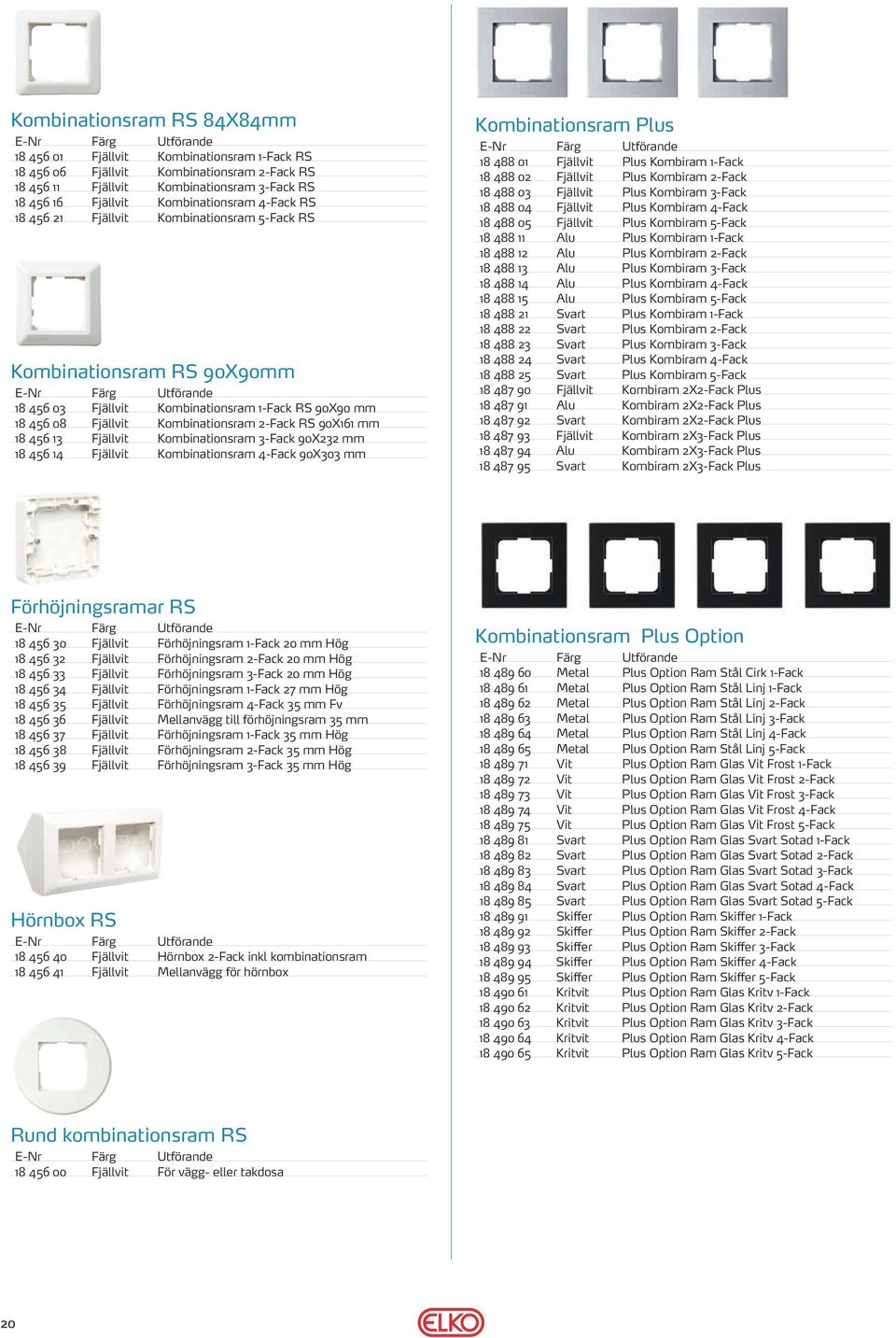 13 Fjällvit Kombinationsram 3-Fack 90X232 mm 18 456 14 Fjällvit Kombinationsram 4-Fack 90X303 mm Kombinationsram Plus 18 488 01 Fjällvit Plus Kombiram 1-Fack 18 488 02 Fjällvit Plus Kombiram 2-Fack