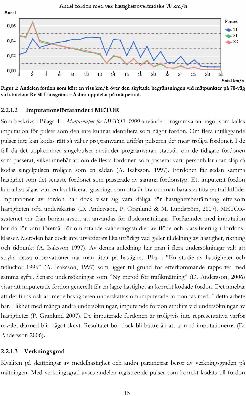 2 Imputationsförfarandet i METOR Som beskrivs i Bilaga 4 Mätprinciper för METOR 3000 använder programvaran något som kallas imputation för pulser som den inte kunnat identifiera som något fordon.