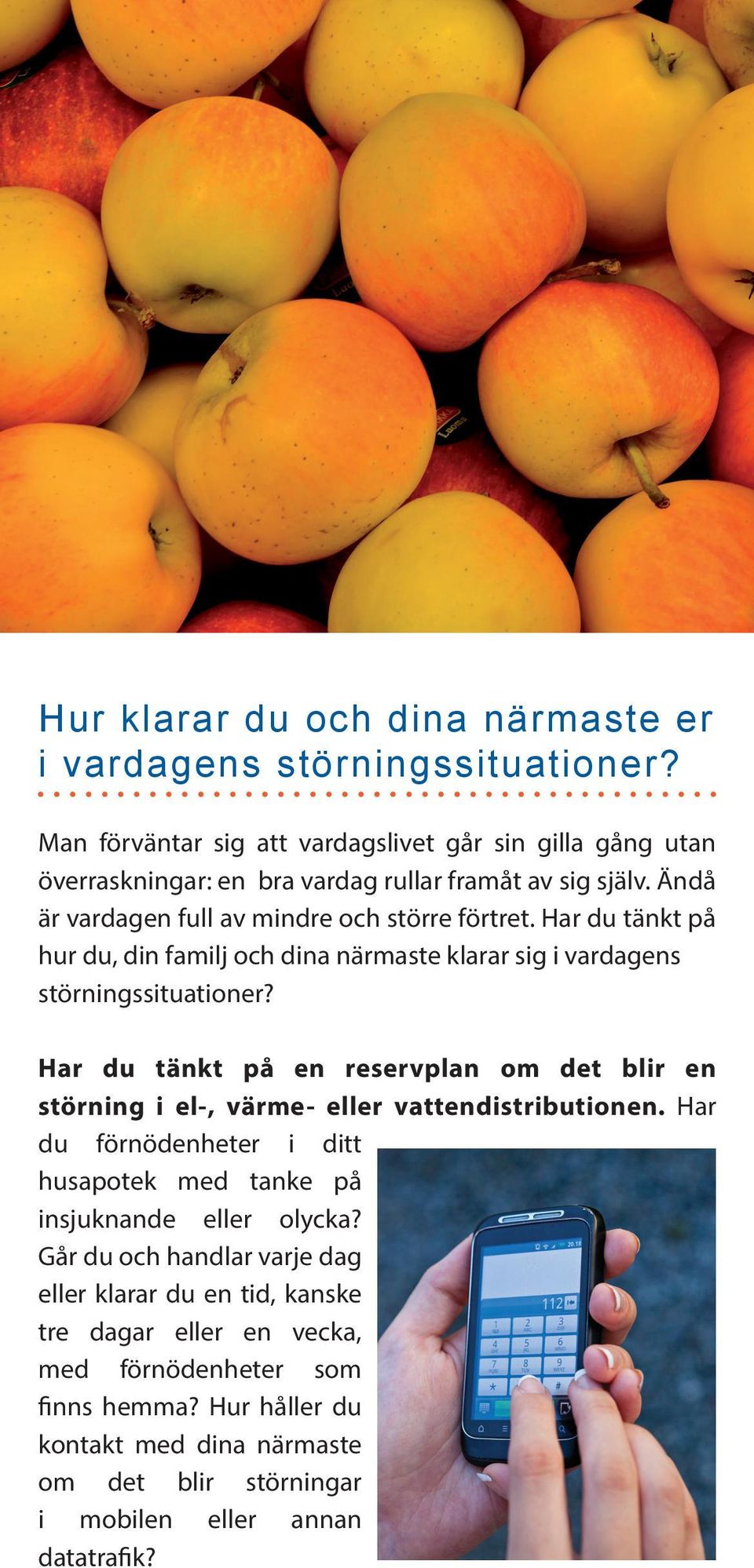 Har du tänkt på hur du, din familj och dina närmaste klarar sig i vardagens störningssituationer?