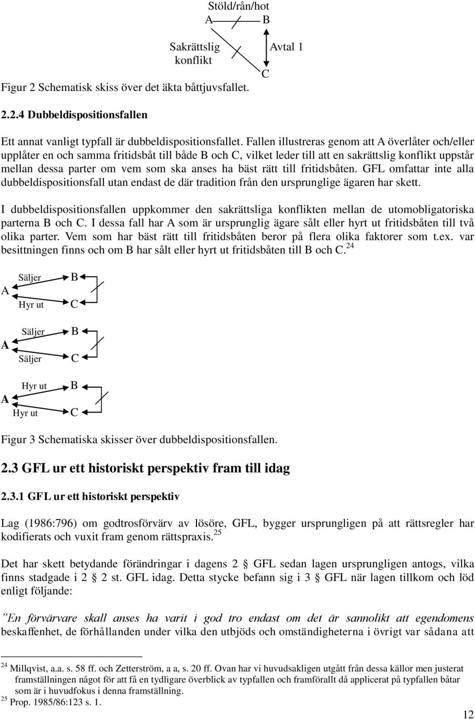 ha bäst rätt till fritidsbåten. GFL omfattar inte alla dubbeldispositionsfall utan endast de där tradition från den ursprunglige ägaren har skett.