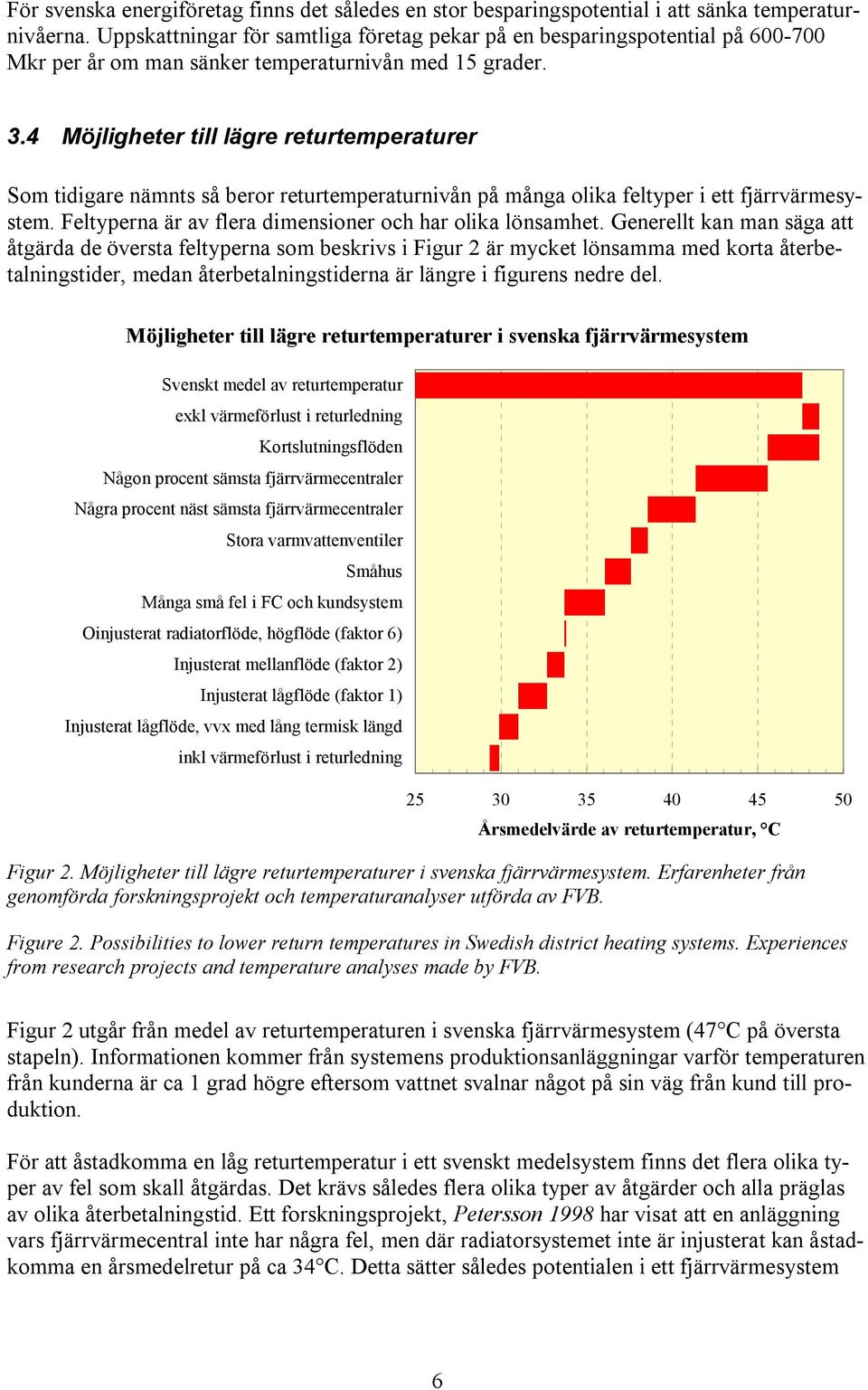 4 Möjligheter till lägre returtemperaturer Som tidigare nämnts så beror returtemperaturnivån på många olika feltyper i ett fjärrvärmesystem. Feltyperna är av flera dimensioner och har olika lönsamhet.
