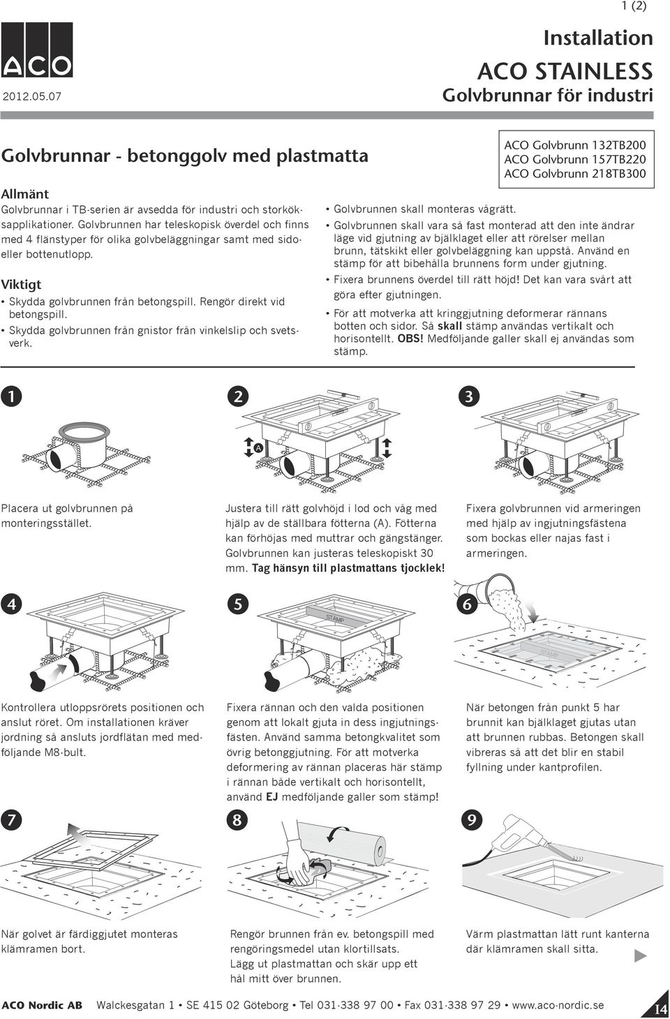 ACO STAINLESS Golvbrunnar för industri - PDF Free Download