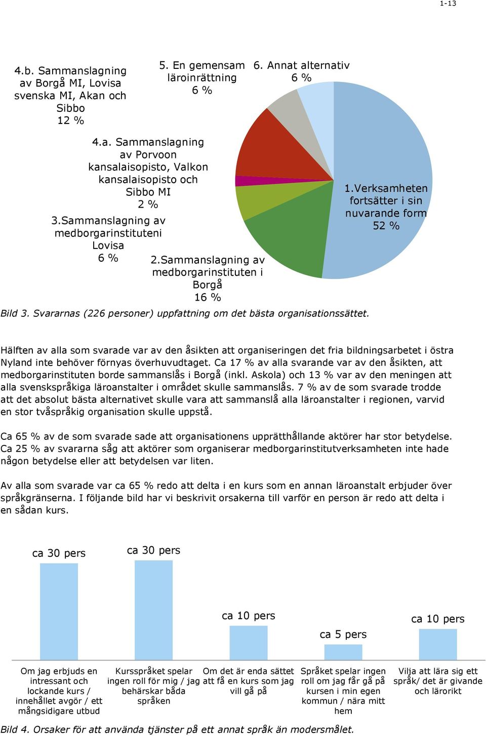 % Bild 3. Svararnas (226 personer) uppfattning om det bästa organisationssättet. 1.