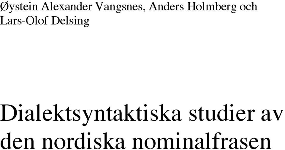 Delsing Dialektsyntaktiska