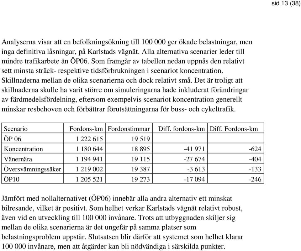 Skillnaderna mellan de olika scenarierna och dock relativt små.