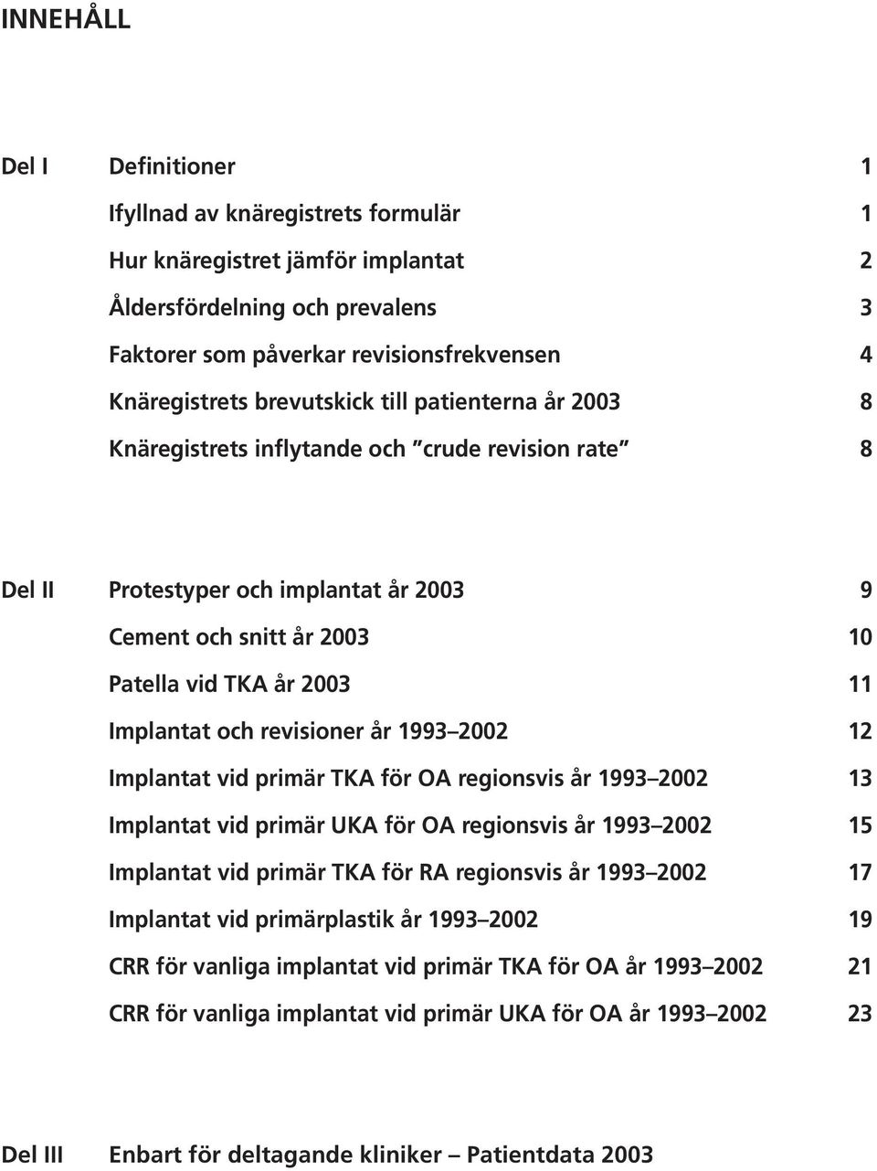 revisioner år 1993 22 12 Implantat vid primär TKA för OA regionsvis år 1993 22 13 Implantat vid primär UKA för OA regionsvis år 1993 22 1 Implantat vid primär TKA för RA regionsvis år 1993 22 17
