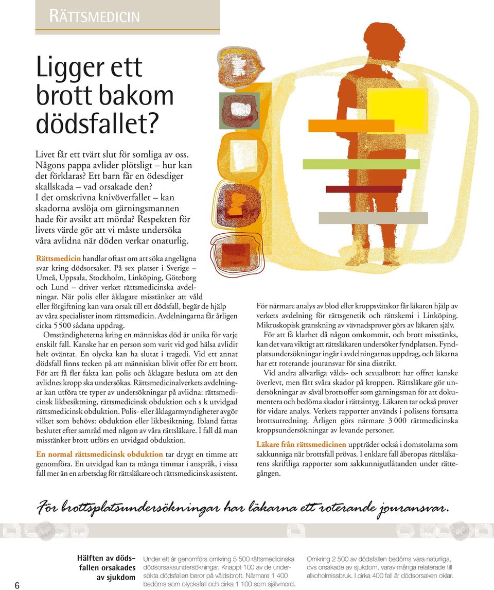 Respekten för livets värde gör att vi måste undersöka våra avlidna när döden verkar onaturlig. Rättsmedicin handlar oftast om att söka angelägna svar kring dödsorsaker.